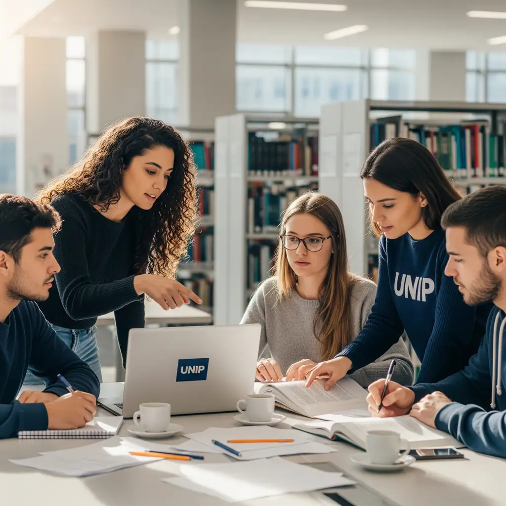 Projetos Integradores UNIP: Grupo de alunos da UNIP colaborando em um projeto.